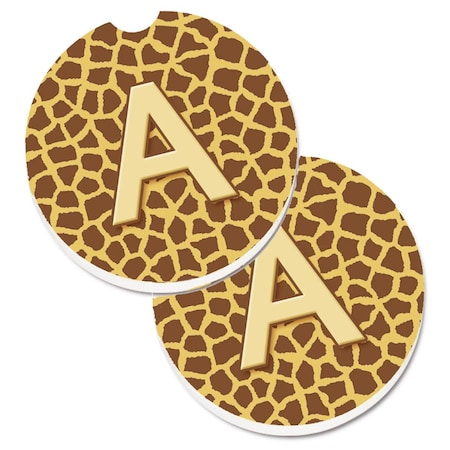 Carolines Treasures Letter A Monogram Griaffe Set of 2 Cup Holder Car Coaster CJ1025-ACARC
